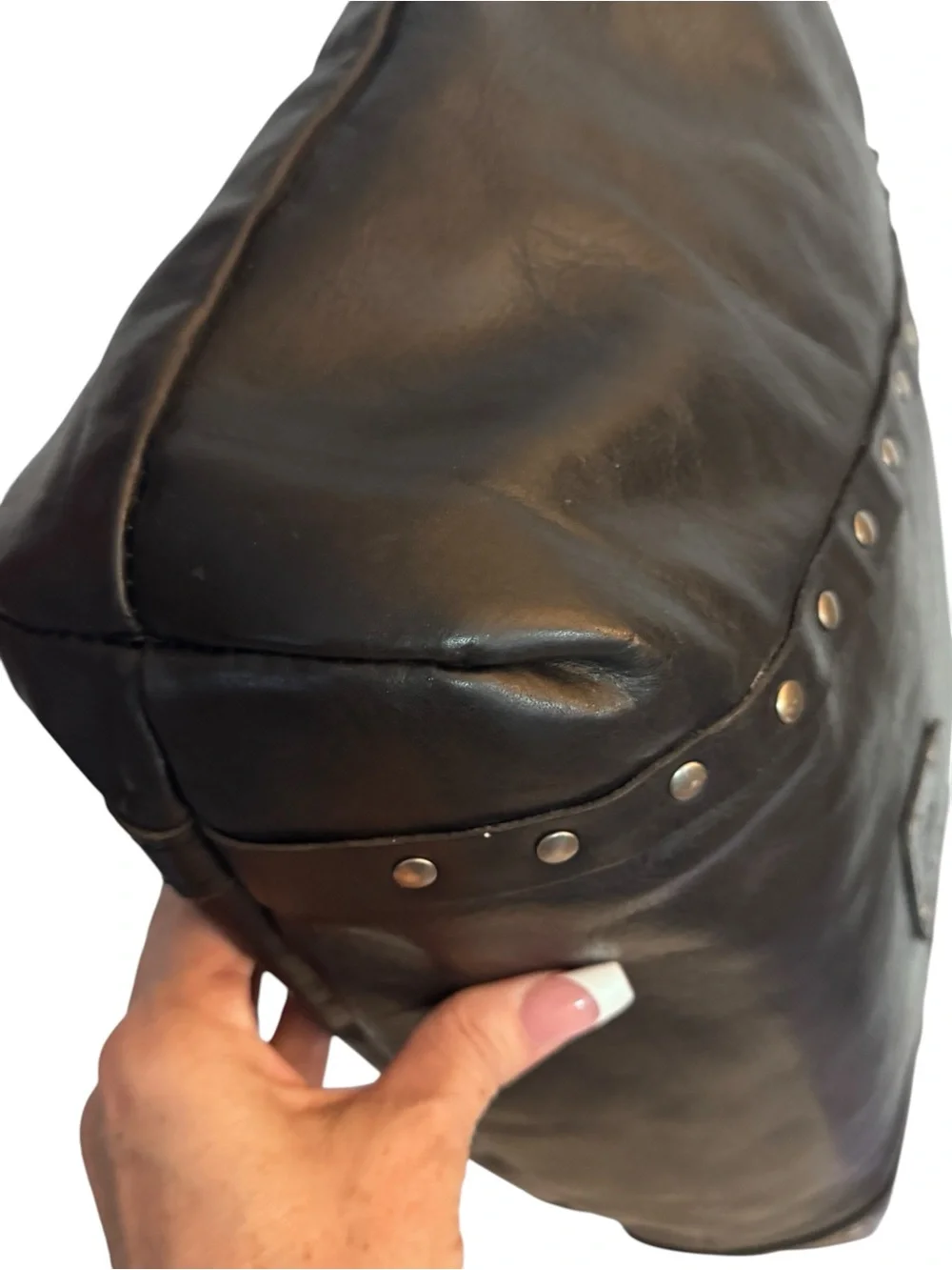 Patricia Nash Stud-Accented Leather Tote in black